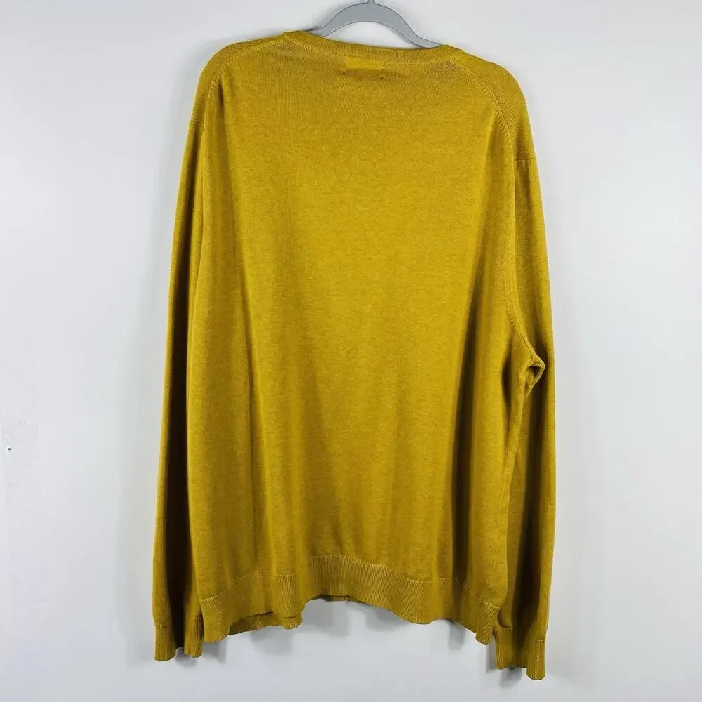 Lands End Sweater Men's XXL Tall Classic Fit Fine Gauge Supima Cotton V-Neck